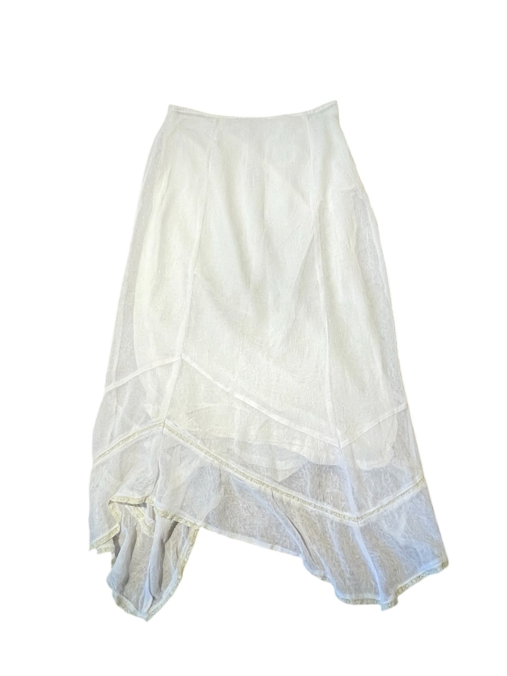Vintage Free People Off White + Yellow Lace Flowy Maxi Layer Skirt 3 / 4 Small S